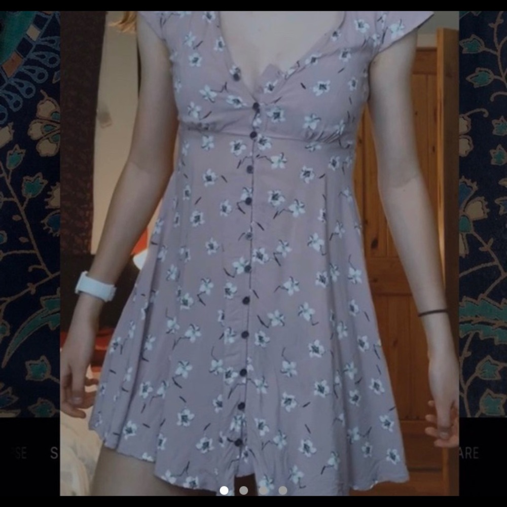 Pink floral mini dress